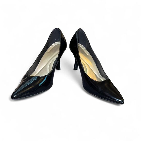East 5th Women’s Size 10 Black Faux Patent Leather Pumps Pointed Toe Heels - Picture 1 of 8